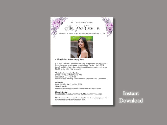 Create a Beautiful Tribute: Custom Funeral & Celebration of Life Templates Designed Just for You