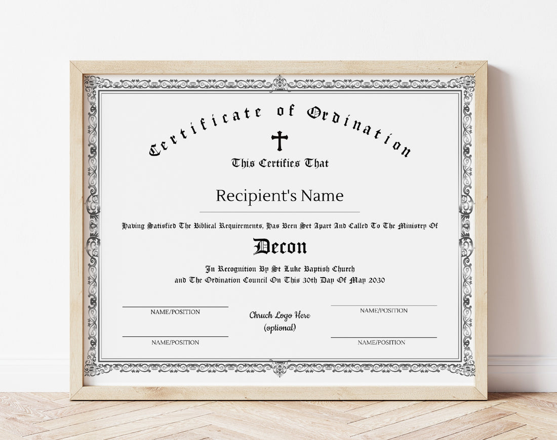 Certificate of Ordination Template - Digital Doc Inc