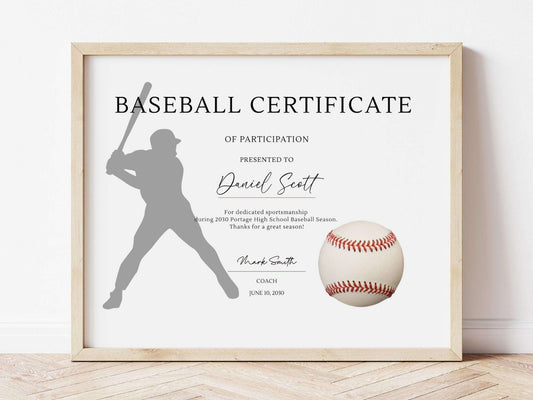Baseball Certificate Design Template - Digital Doc Inc