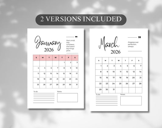 2026 Calendar Printable