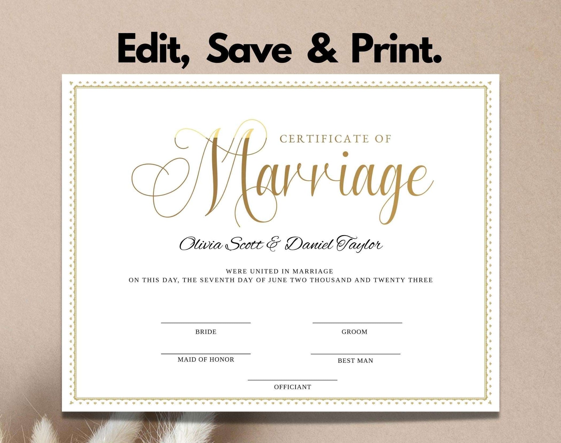 Wedding Marriage Certificate Design - Digital Doc Inc