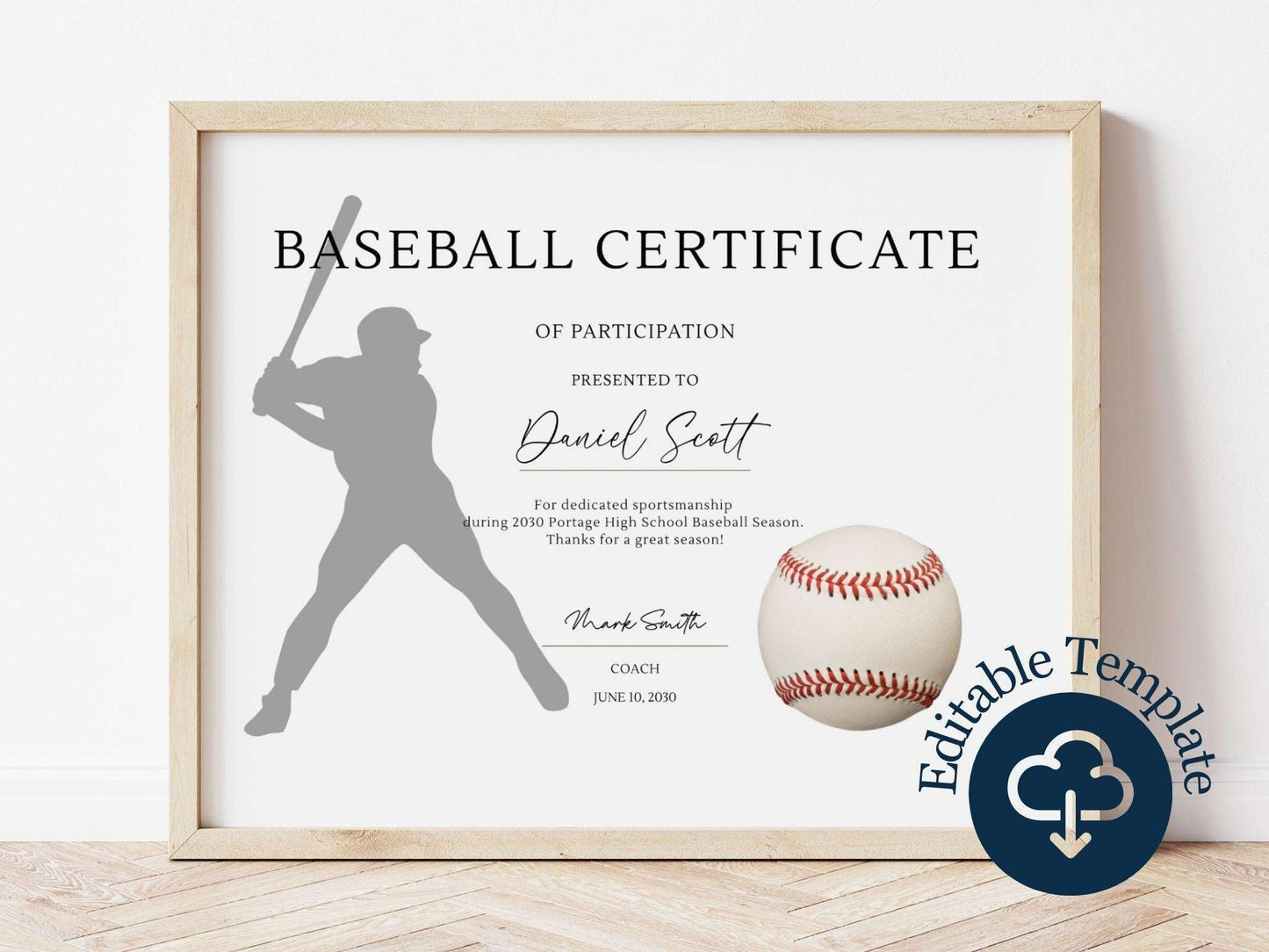 Baseball Certificate Design Template - Digital Doc Inc