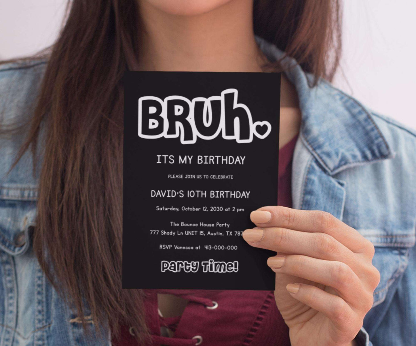 Funny bruh birthday invites - Digital Doc Inc