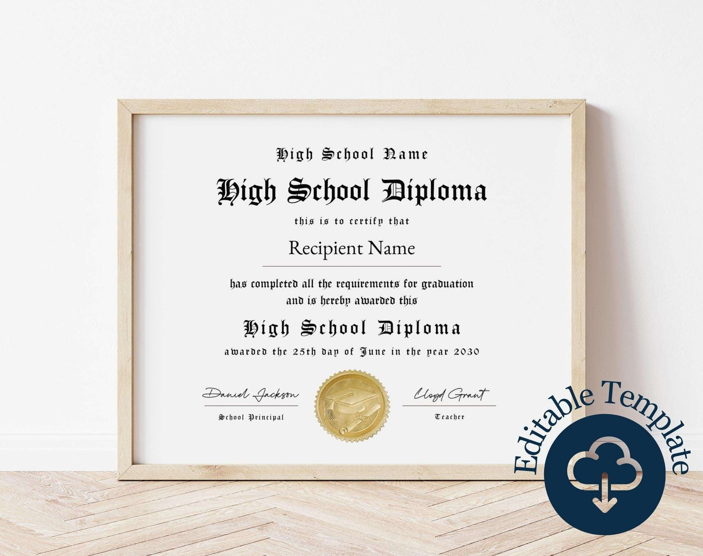 Homeschool High School Diploma Template - Digital Doc Inc