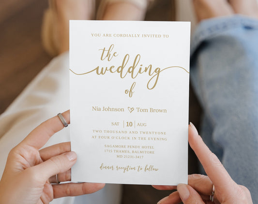 Gold and White Wedding Invitation Template