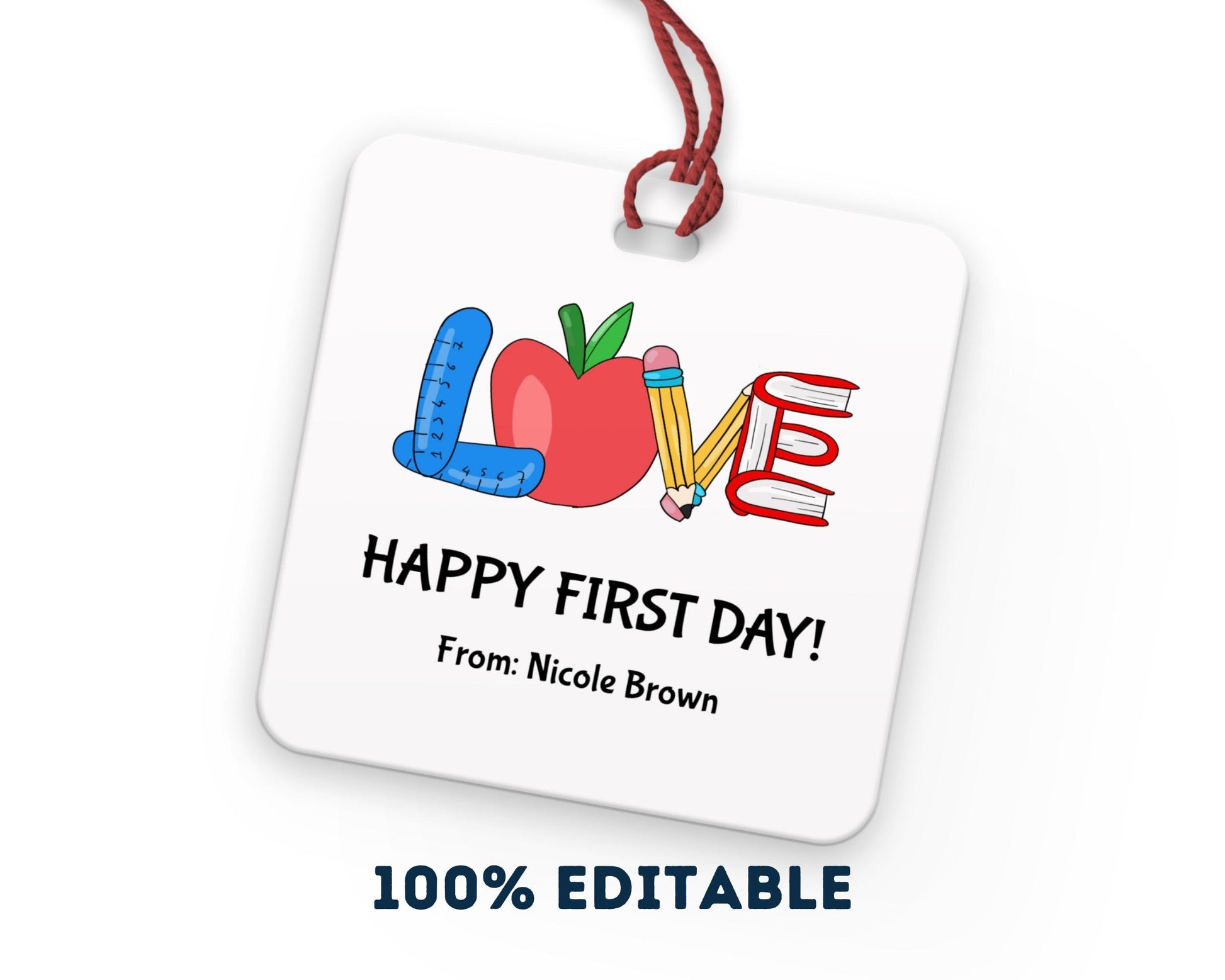 Printable First Day of School Gift Tag - Digital Doc Inc