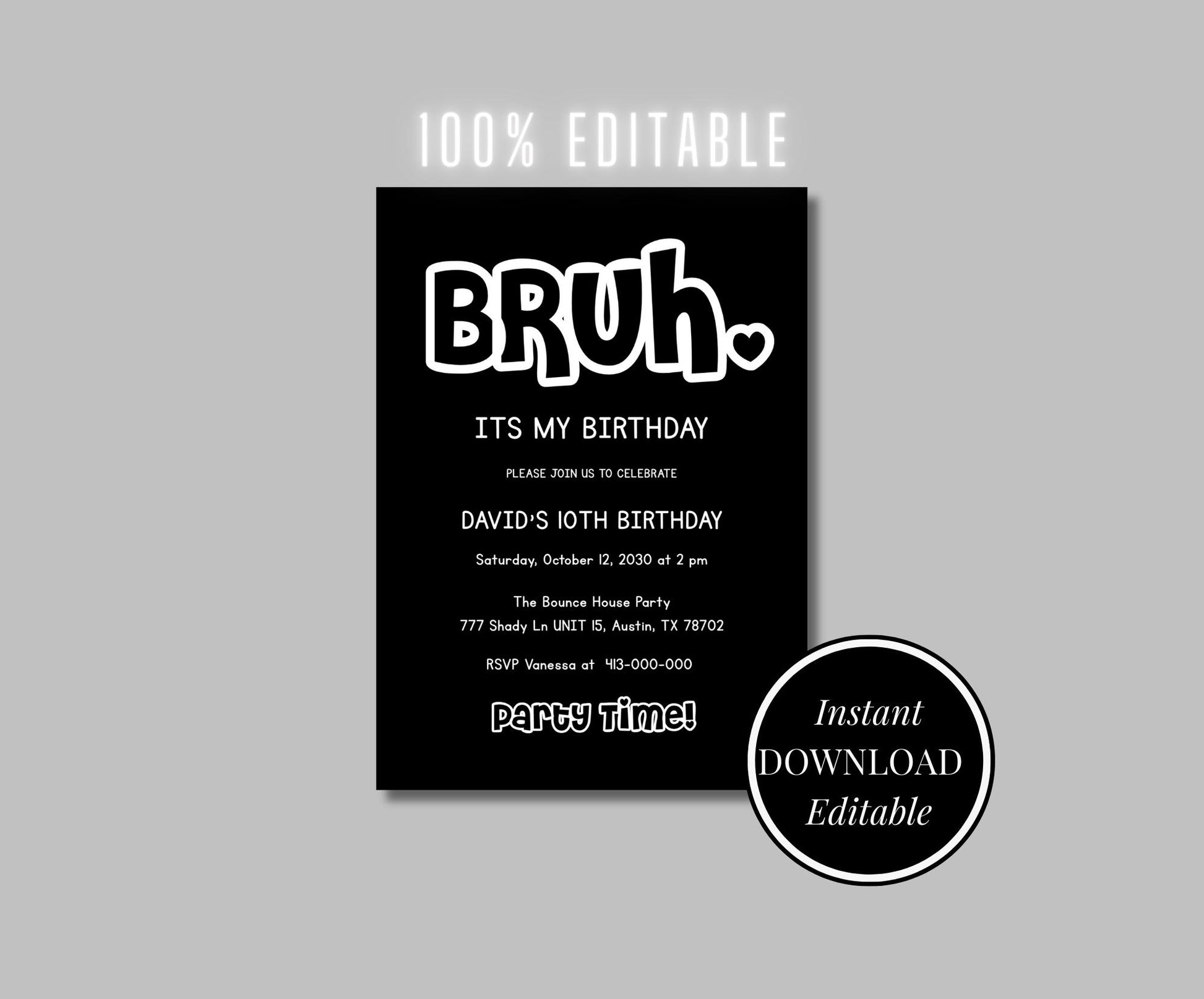 Funny bruh birthday invites - Digital Doc Inc