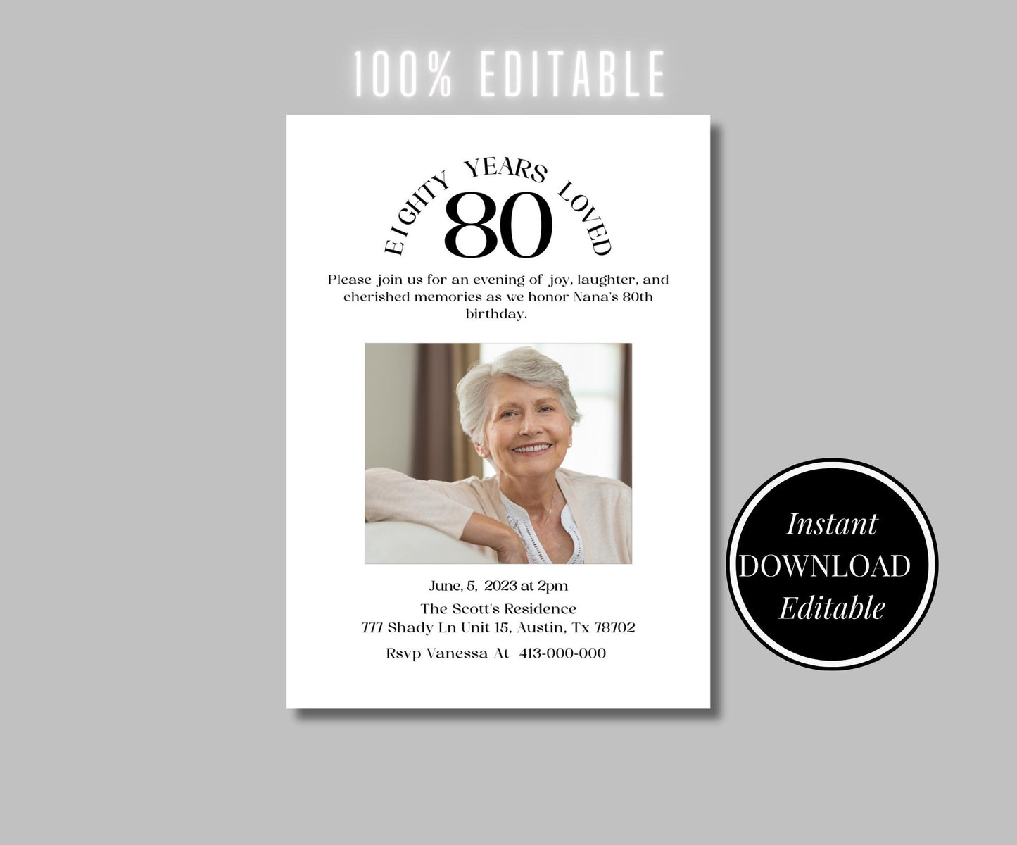 80th birthday party invite - Digital Doc Inc