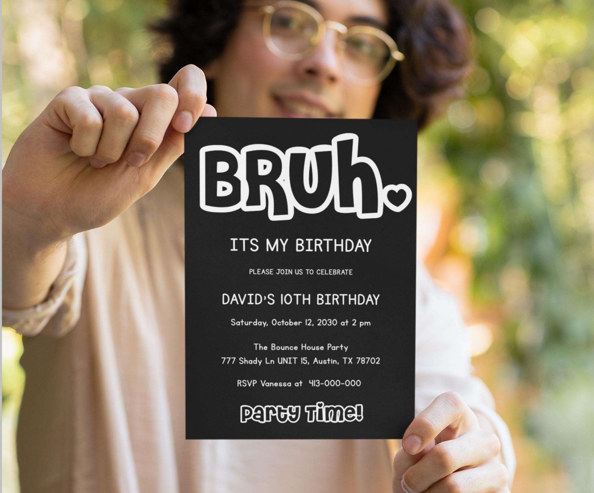 Funny bruh birthday invites - Digital Doc Inc