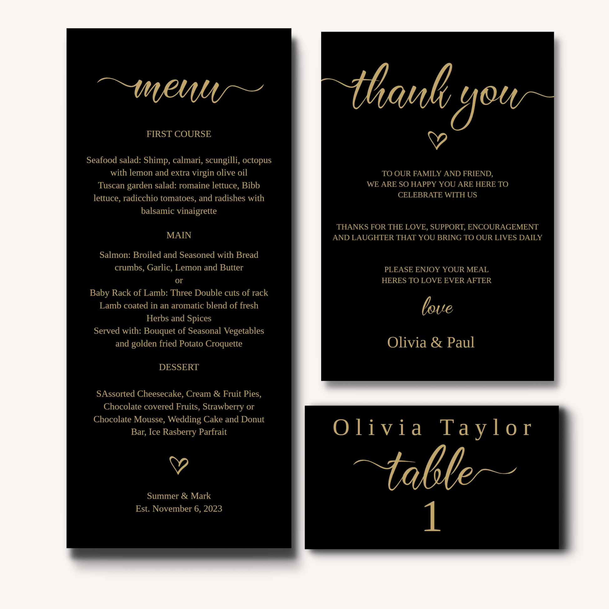 Elegant Black and Gold Wedding Stationery Bundle - Digital Doc Inc