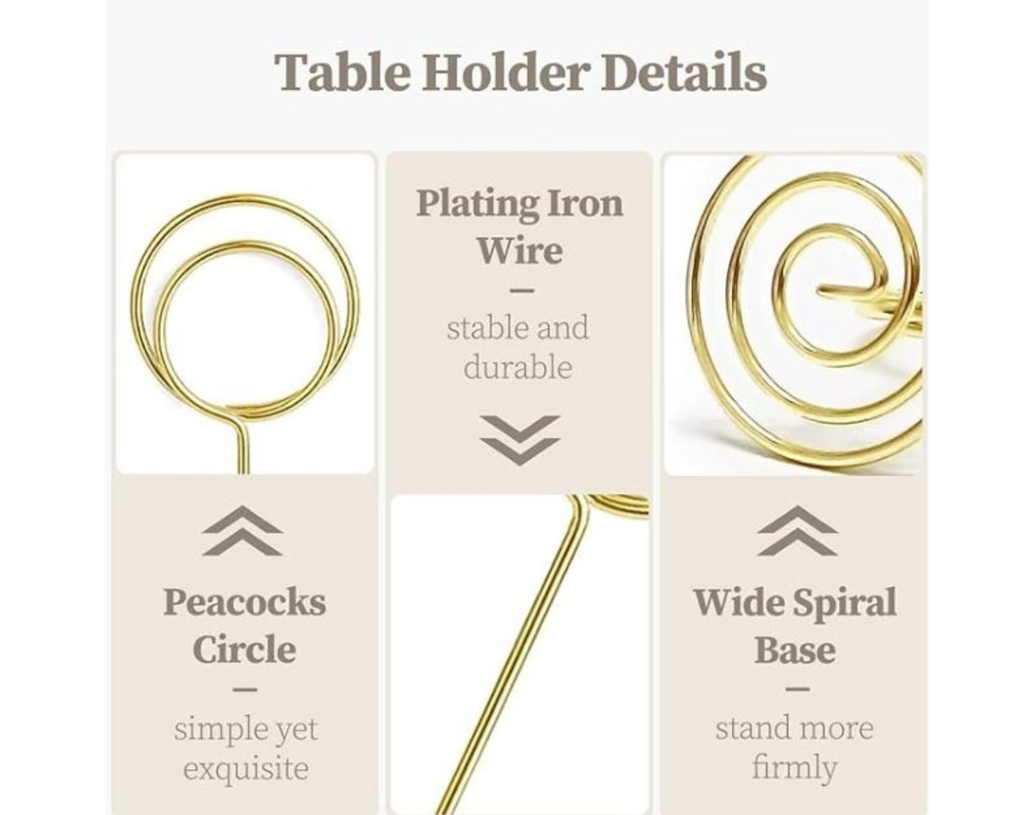 Wedding Gold Table Numbers Stand Holders - Pack of 10