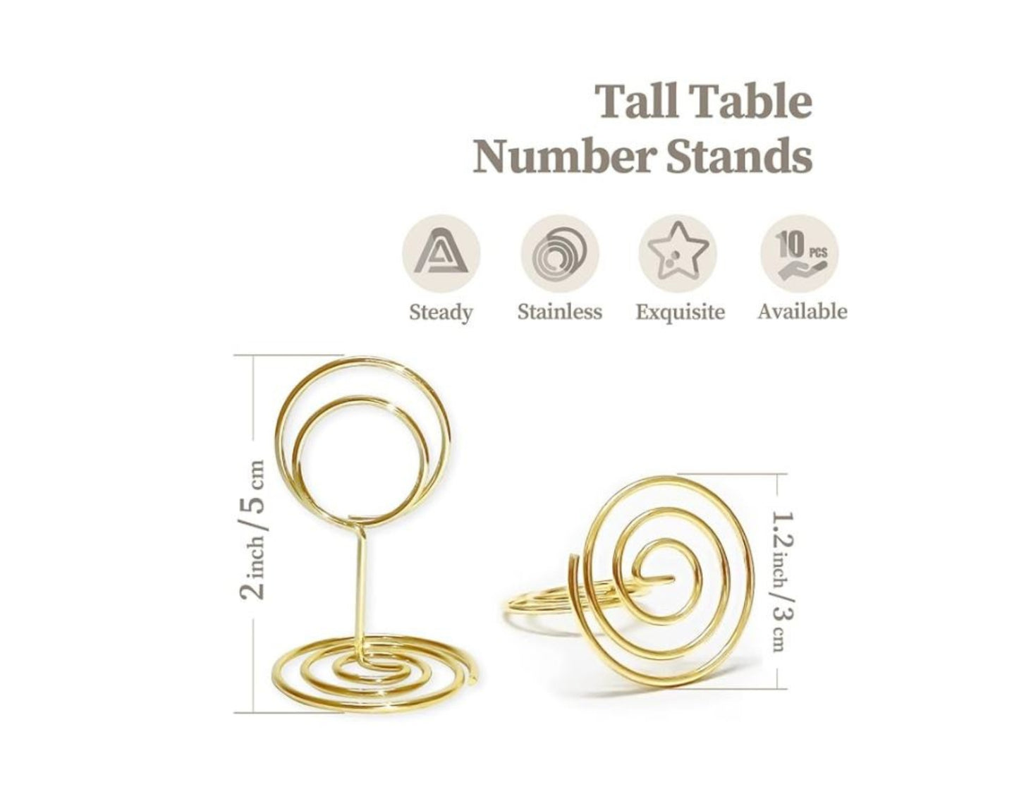 Wedding Gold Table Numbers Stand Holders - Pack of 10