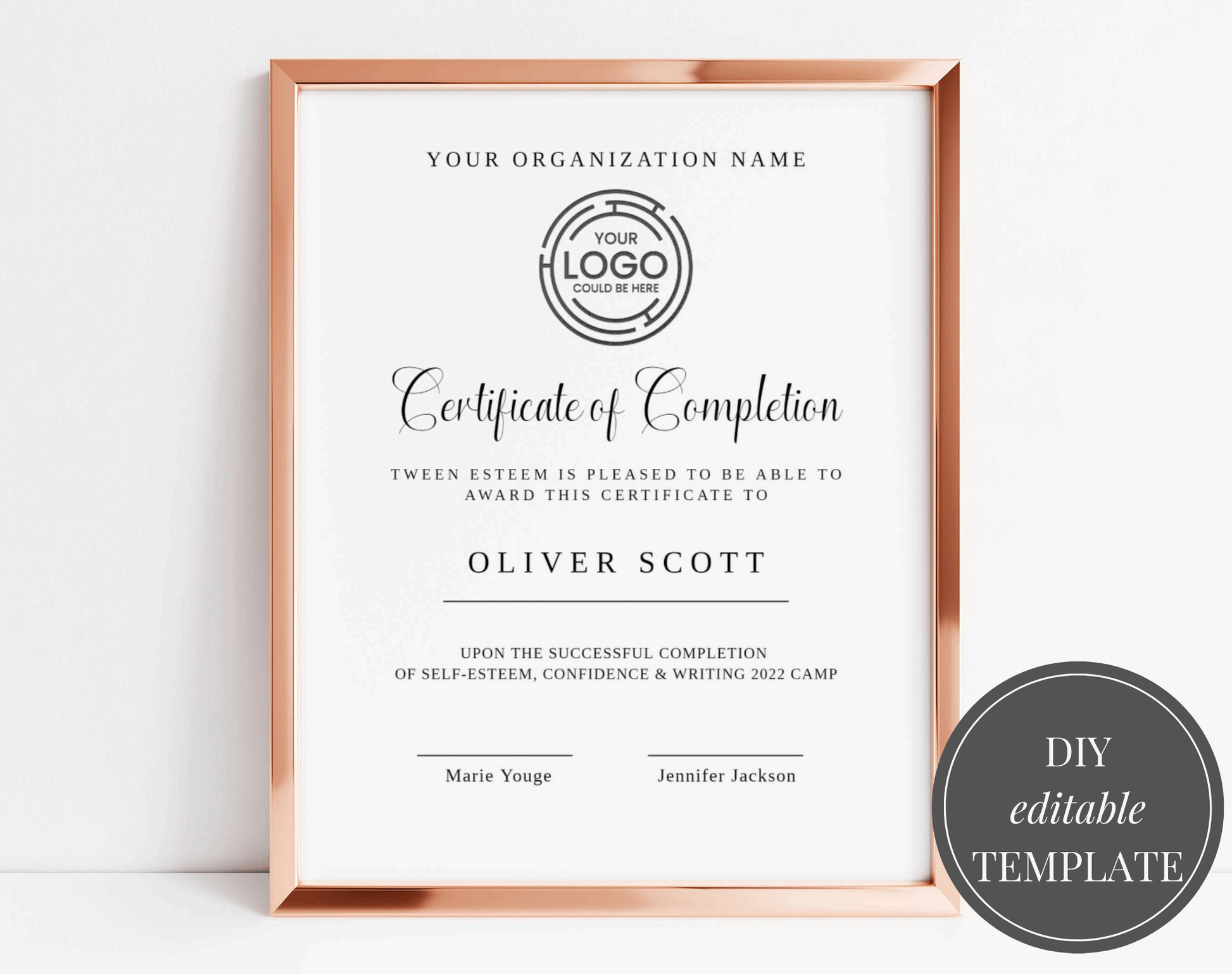 Certificate of Completion Template - Digital Doc Inc