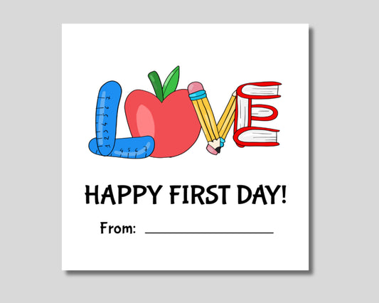 Printable First Day of School Gift Tag - Digital Doc Inc
