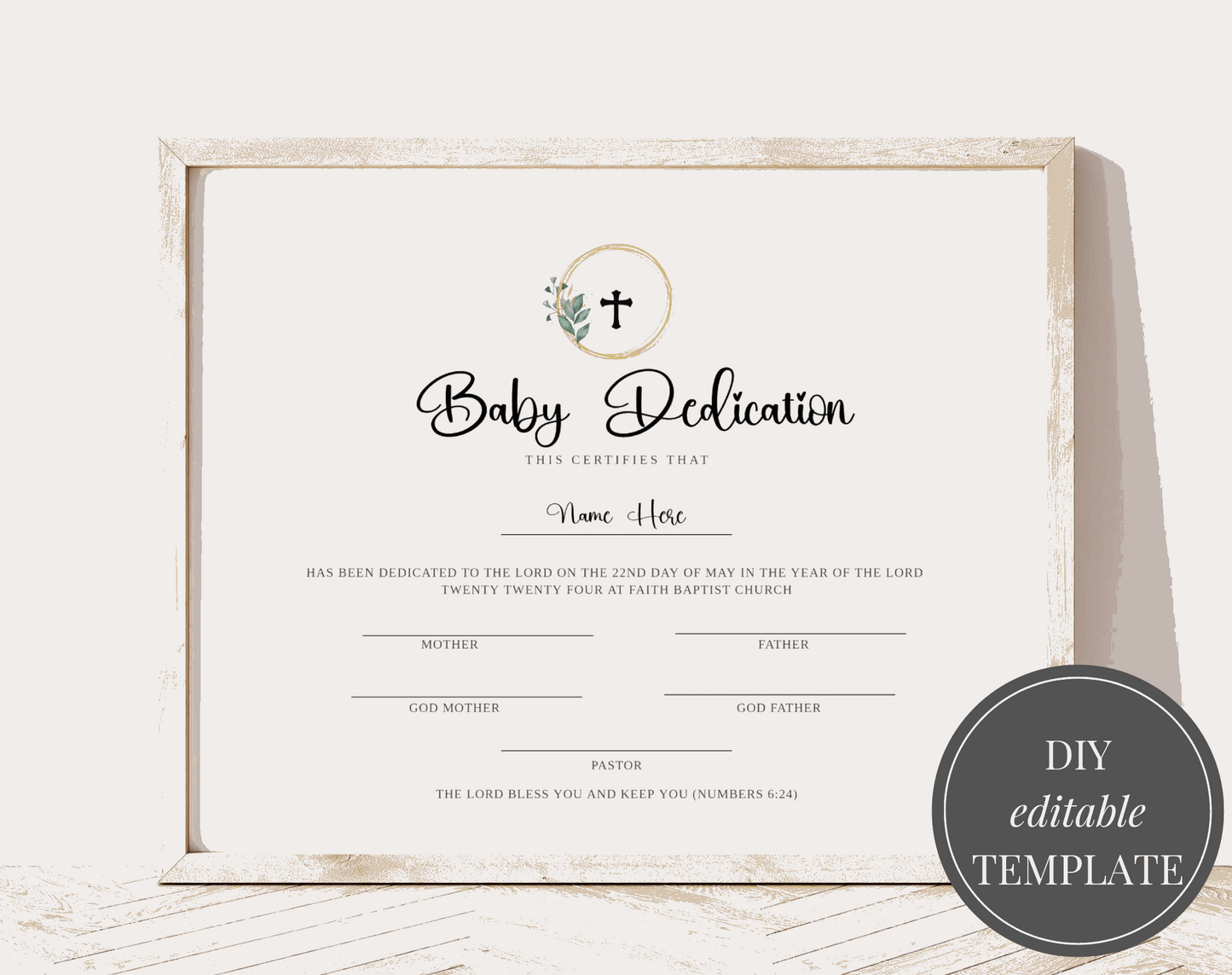 Dedication Certificate, Christening Certificate - Digital Doc Inc