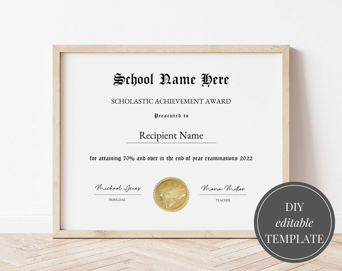 editable certificate Template Achievment Award Template