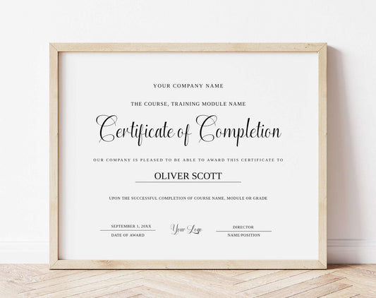 Certificate of Completion Editable Template - Digital Doc Inc
