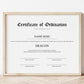 Customizable Certificate of Ordination - Digital Doc Inc