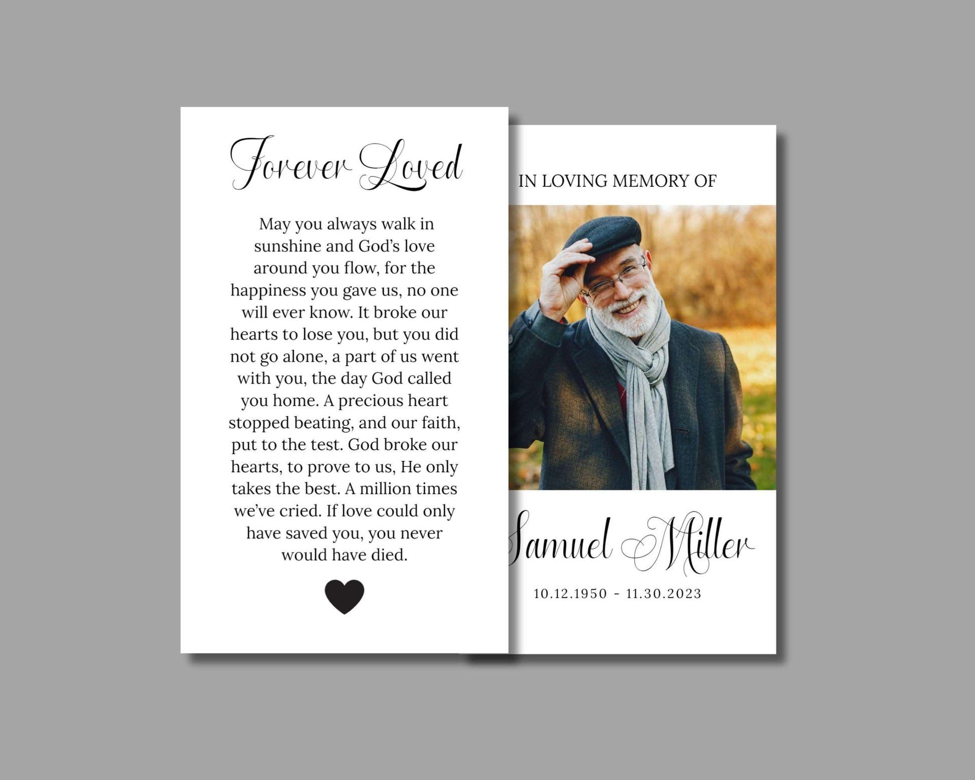 Funeral Program, Prayer Card, Easel Display, Memorial Bookmark & Phone Invitation Announcement Bundle - Digital Doc Inc