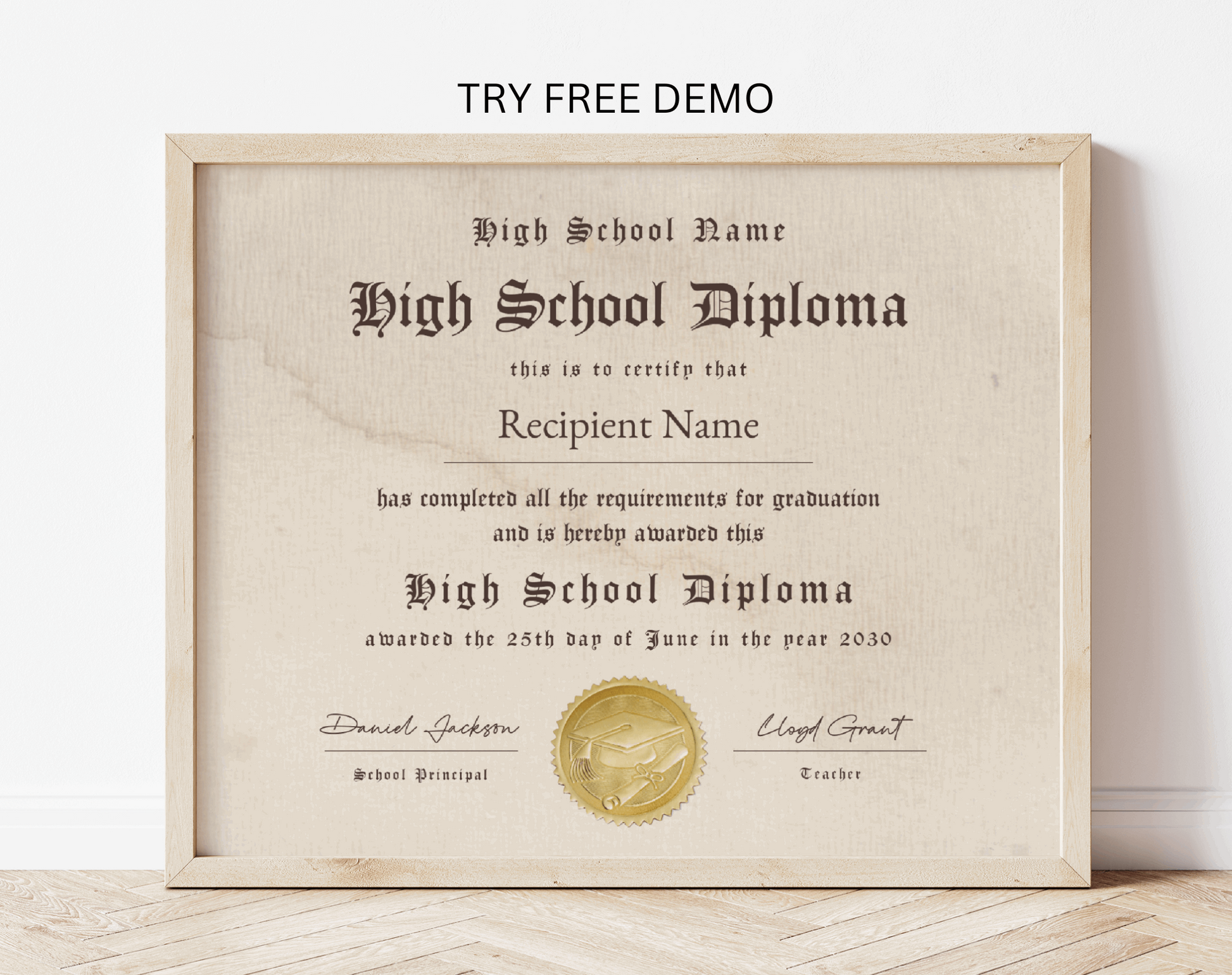 Printable High School Diploma for Homeschools
