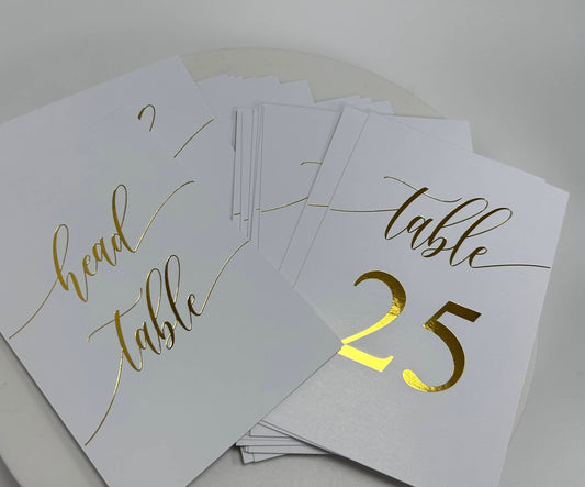 Gold Foil Wedding Reception Table Numbers