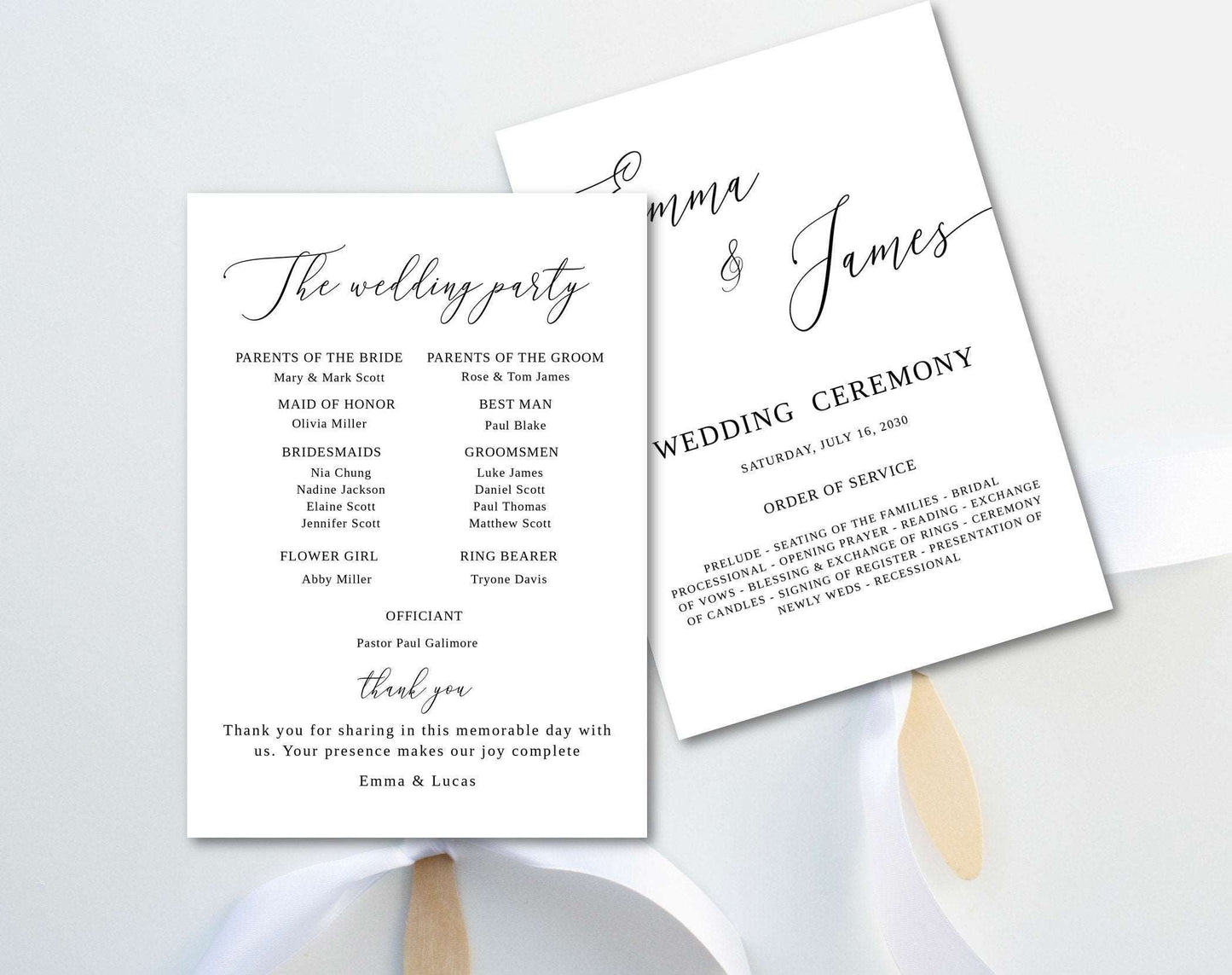 Minimal Wedding Program Fan Template - Digital Doc Inc