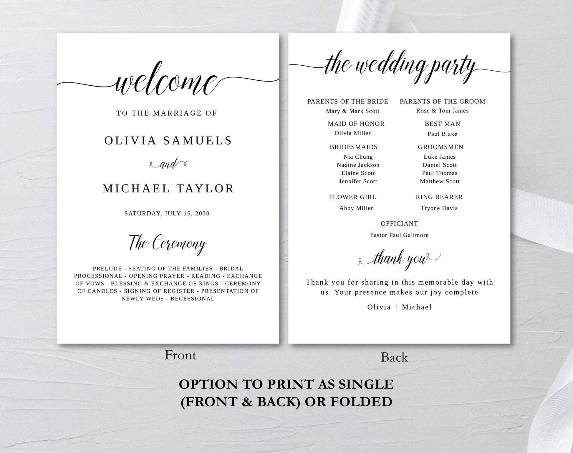 Wedding Program Template - Digital Doc Inc