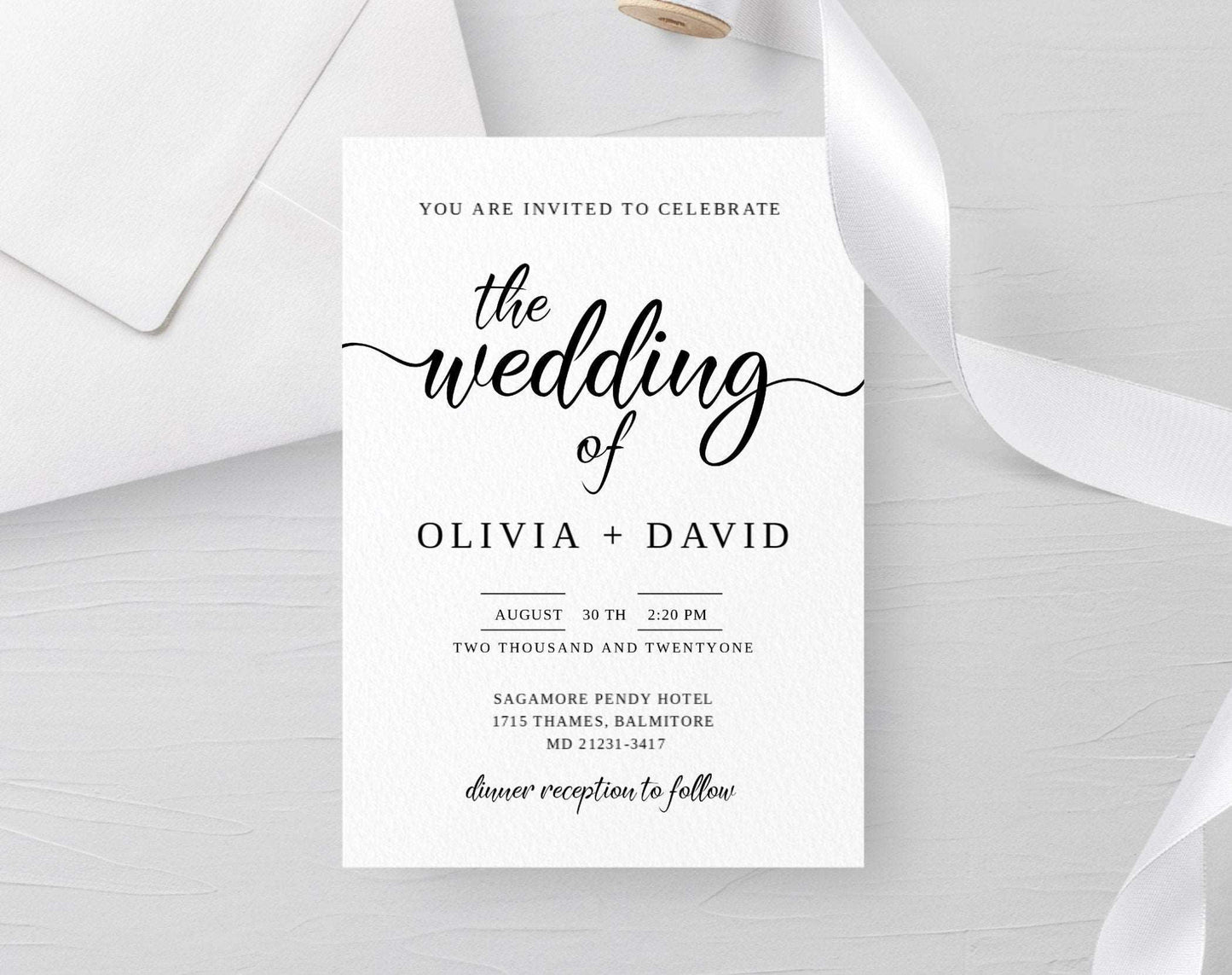 Minimalist Wedding Invitation Template - Digital Doc Inc