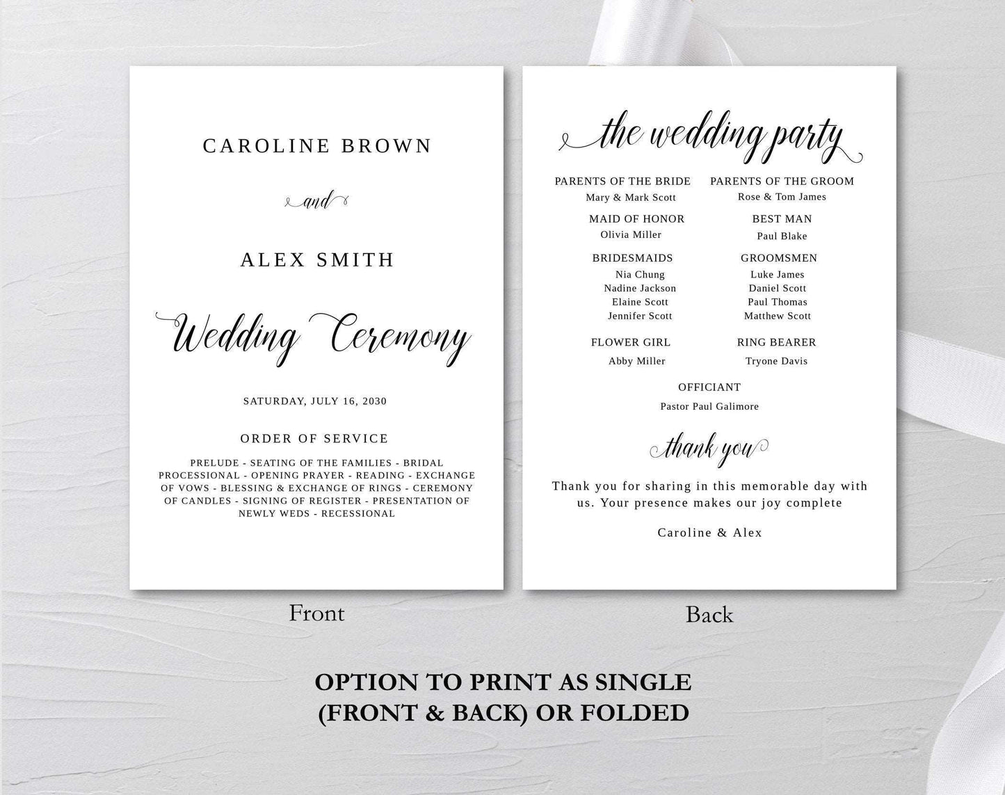 Wedding Program Fans Instant Download - Digital Doc Inc