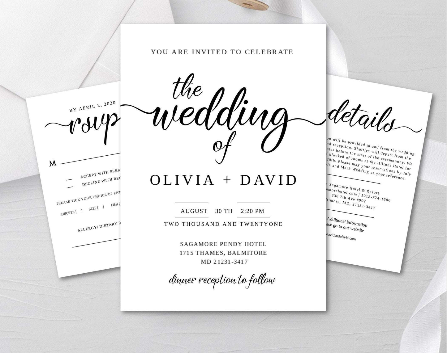 Minimalist Wedding Invitation Template - Digital Doc Inc