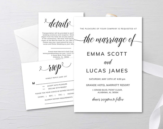 Printable Wedding Invitation Template - Digital Doc Inc