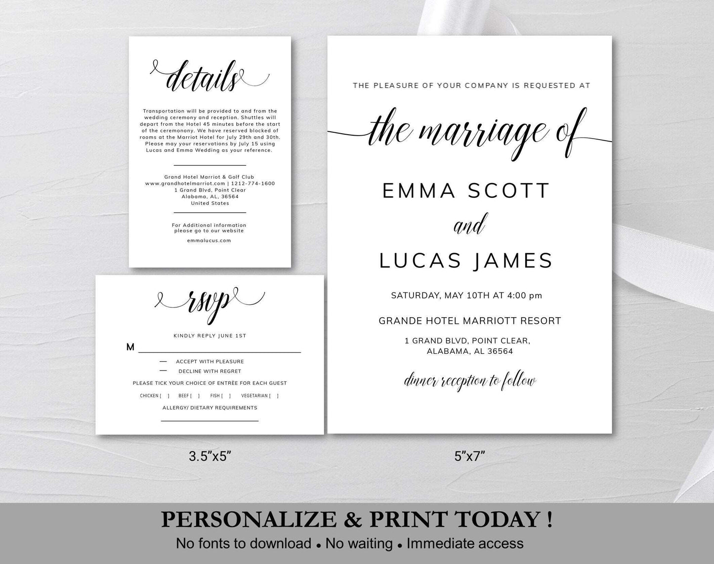 Printable Wedding Invitation Template - Digital Doc Inc