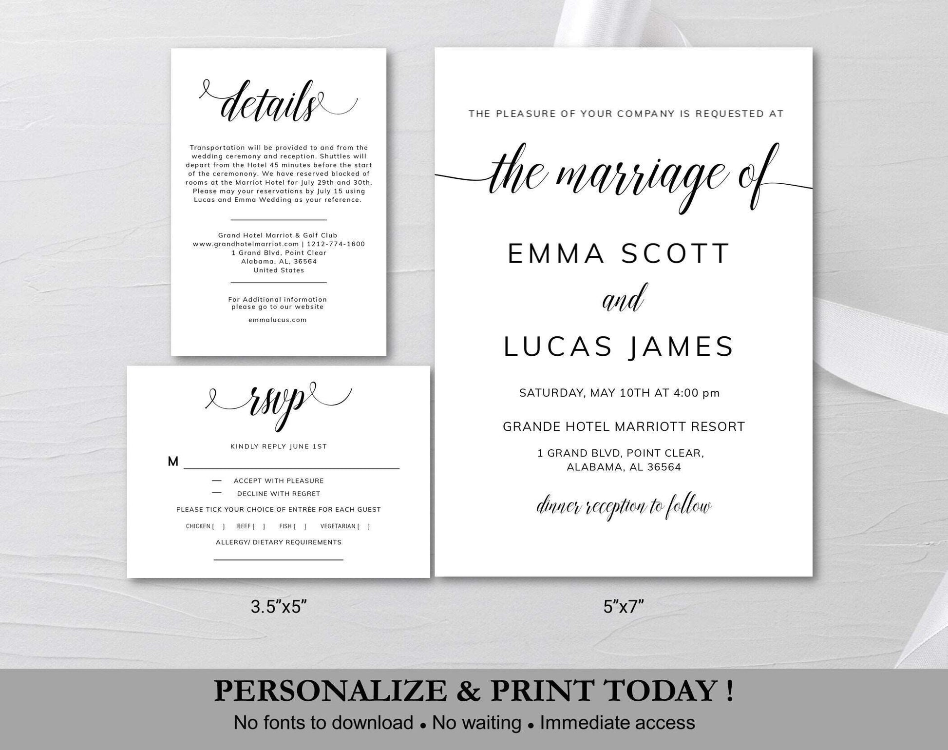 Printable Wedding Invitation Template - Digital Doc Inc