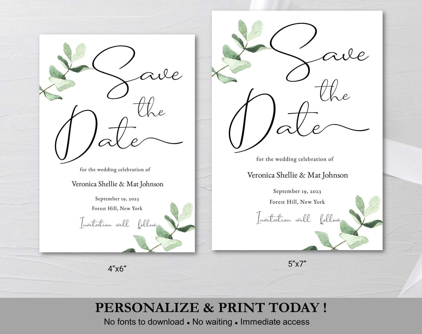 Eucalyptus Save the Date Digital Download - Digital Doc Inc