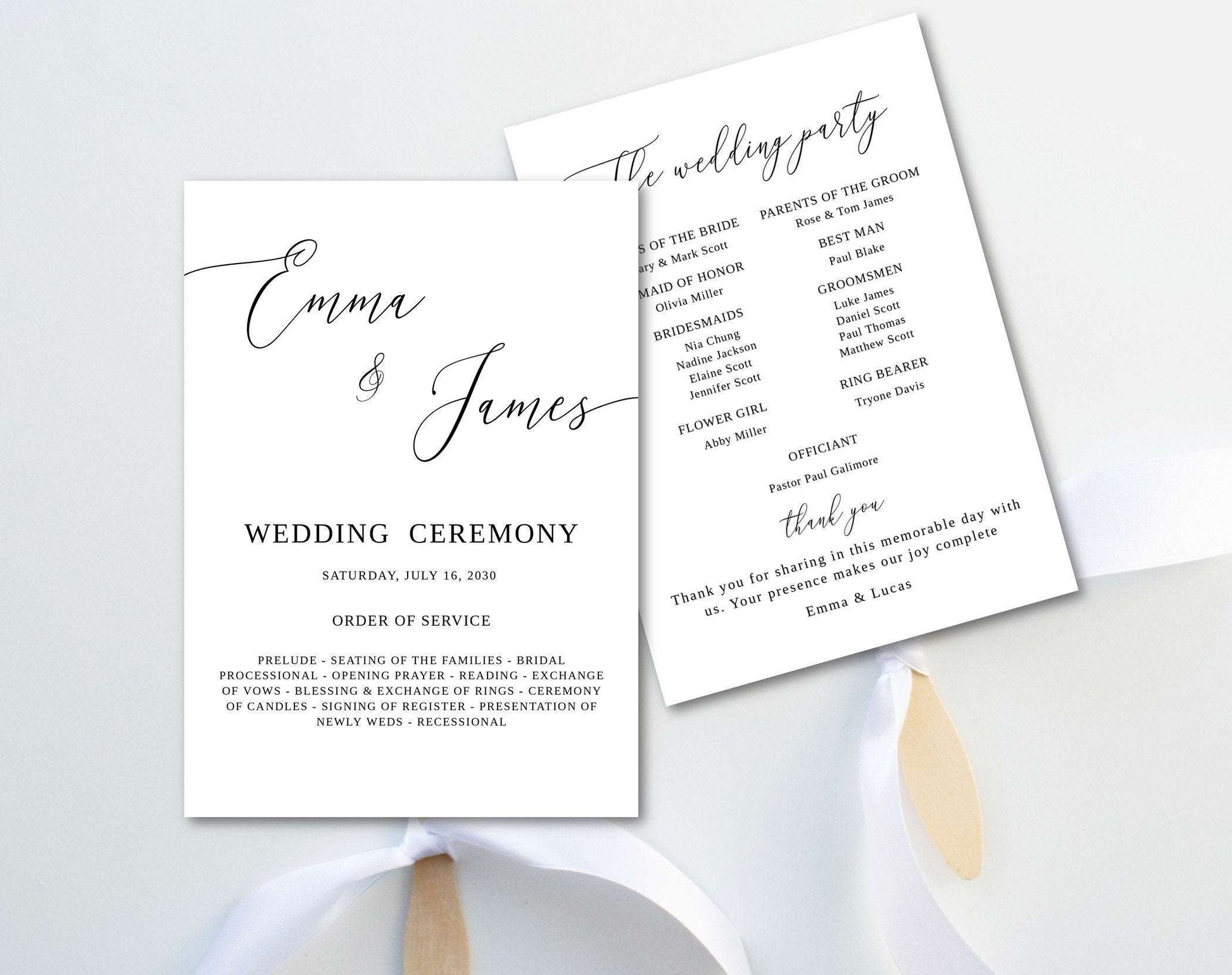 Minimal Wedding Program Fan Template - Digital Doc Inc