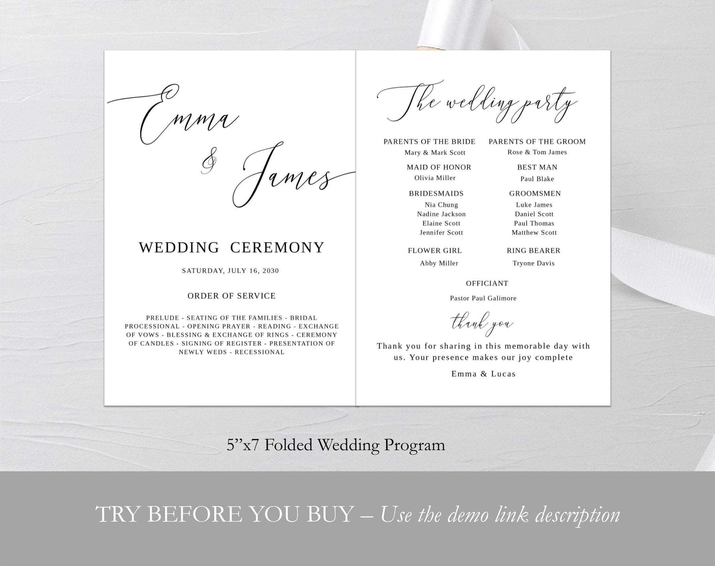 Minimal Wedding Program Fan Template - Digital Doc Inc