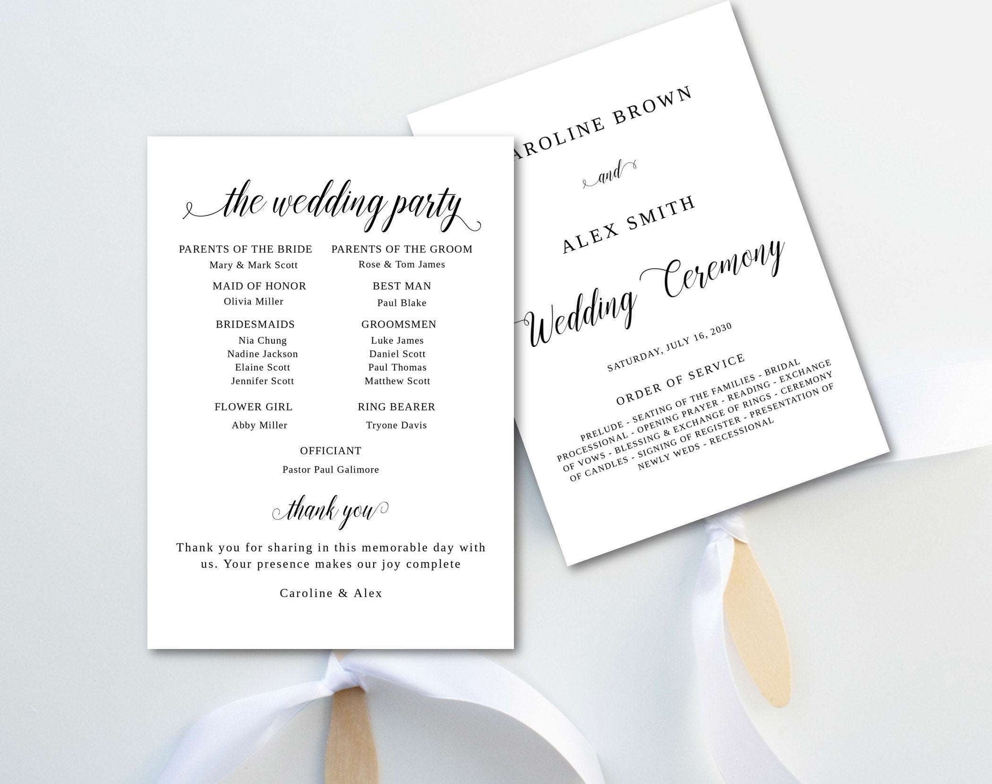 Wedding Program Fans Instant Download - Digital Doc Inc