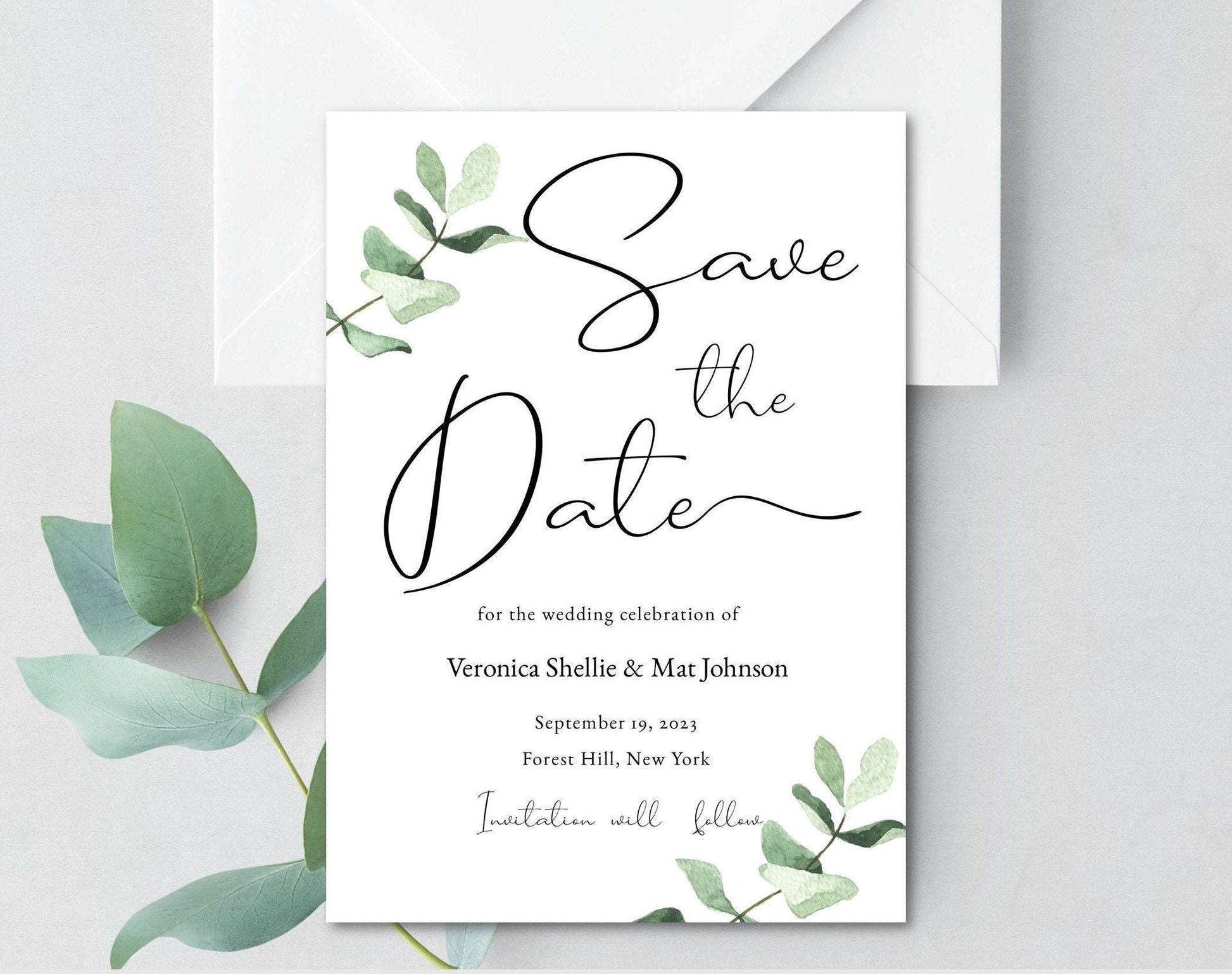 Eucalyptus Save the Date Digital Download - Digital Doc Inc