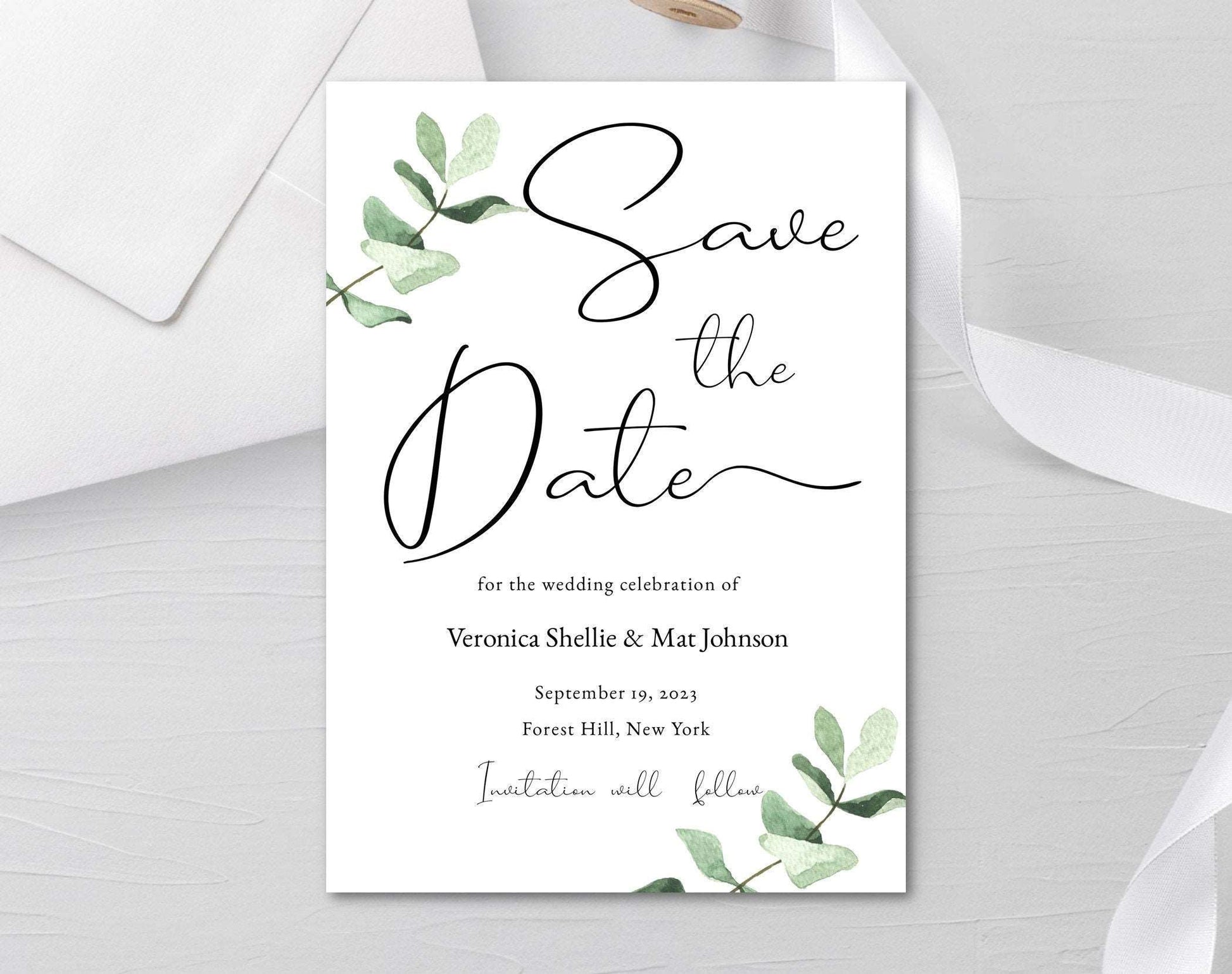 Eucalyptus Save the Date Digital Download - Digital Doc Inc