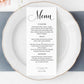 Wedding Menu Template - Digital Doc Inc