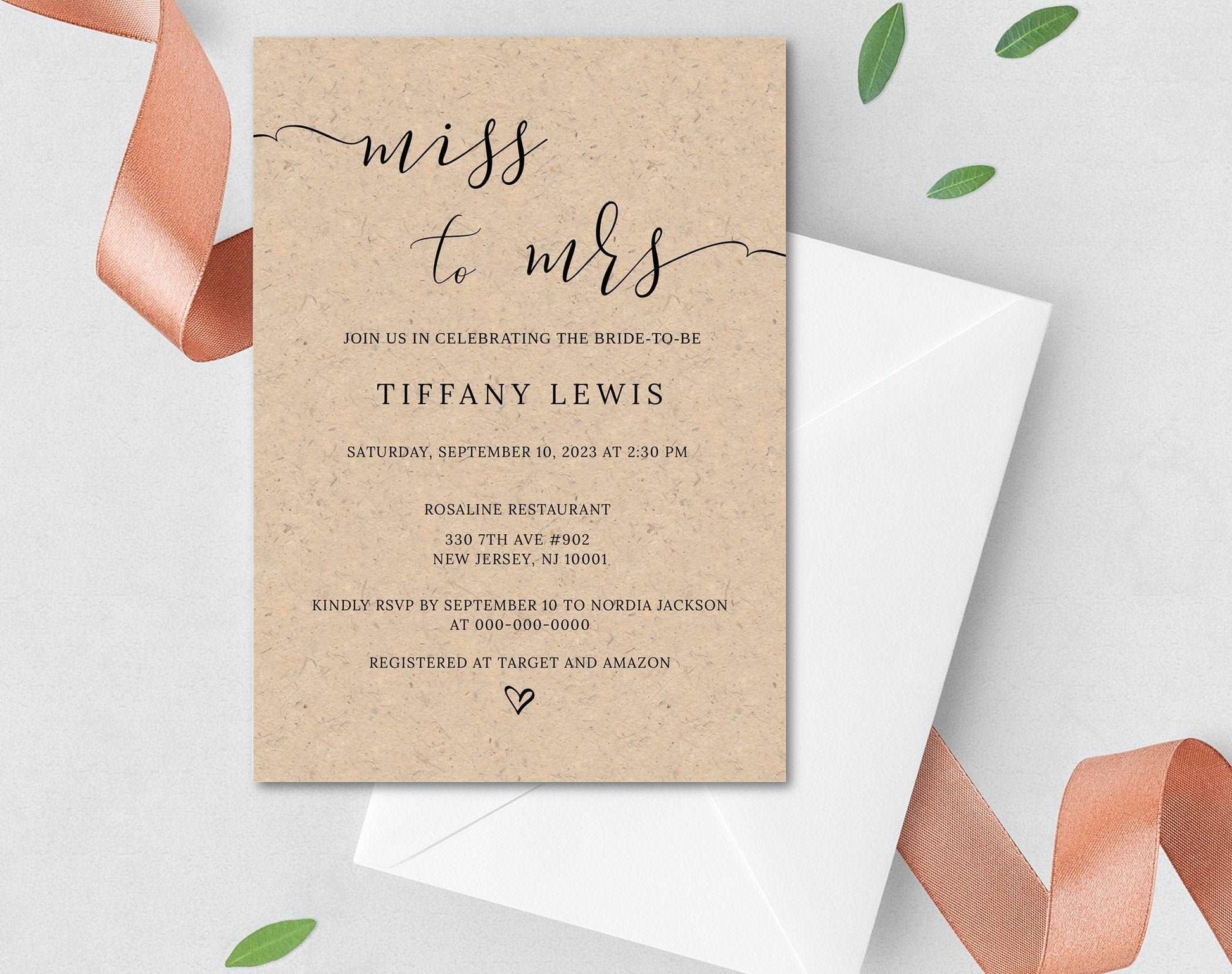 Rustic Bridal Shower Invitation Template - Digital Doc Inc