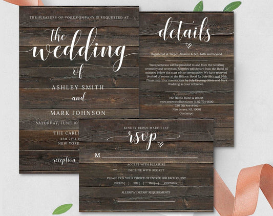 Rustic Wedding Invitation Template - Digital Doc Inc