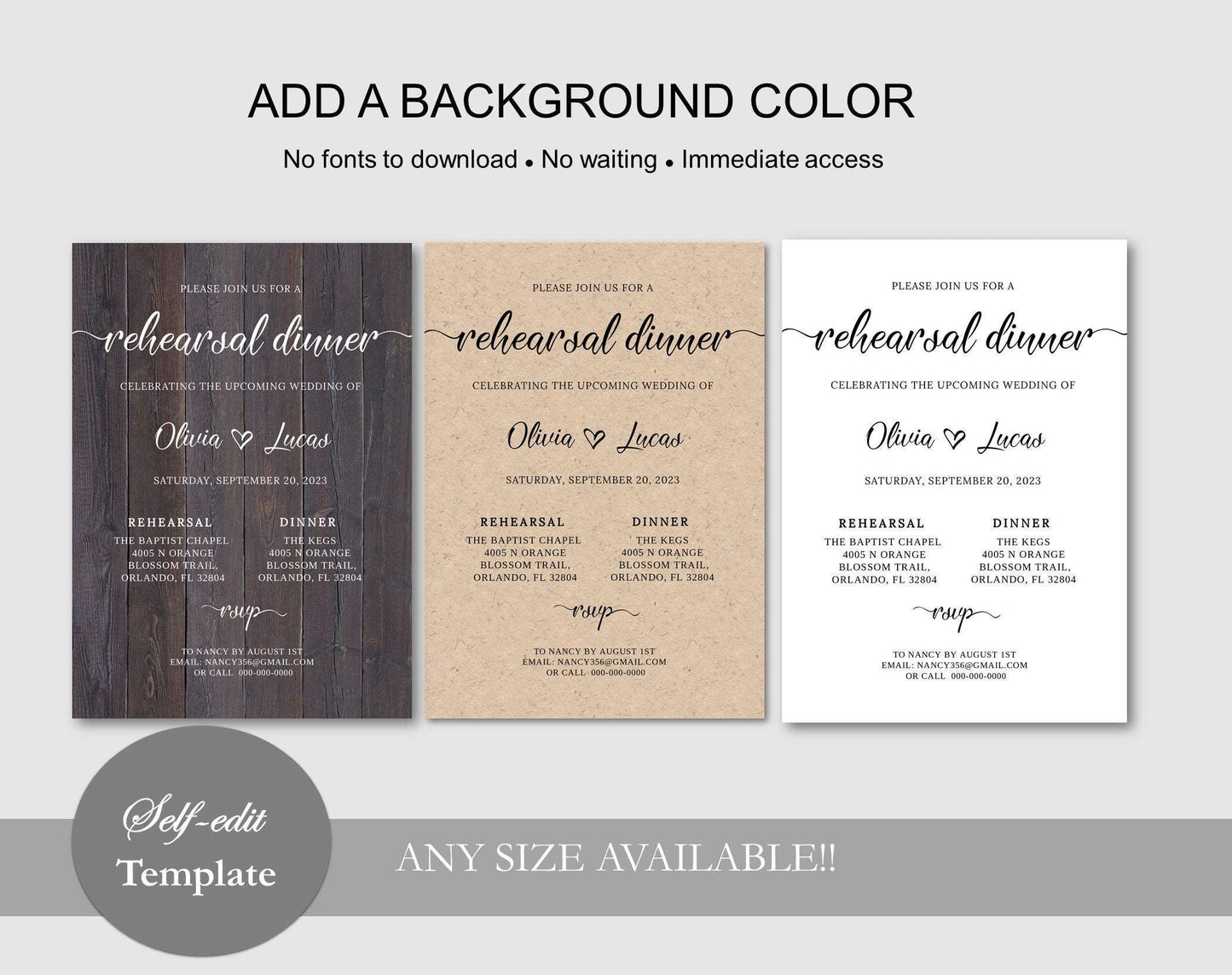 Rustic Rehearsal Dinner Invitation Template - Digital Doc Inc