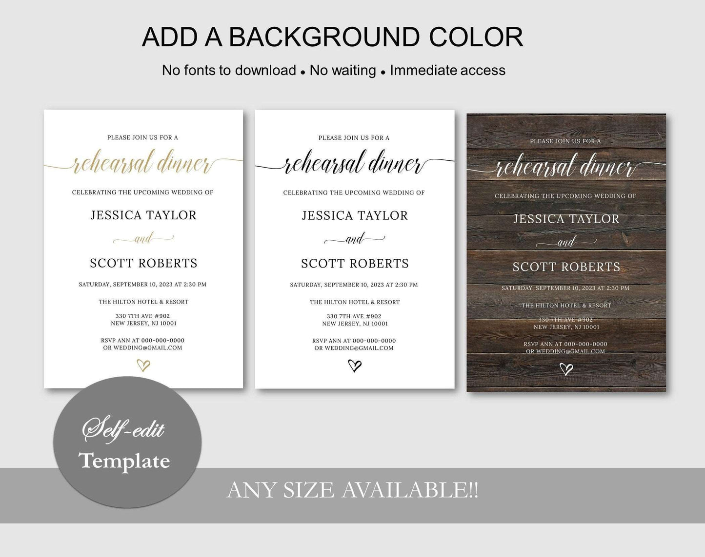 Rustic Wedding Rehearsal Dinner Invitation Template - Digital Doc Inc