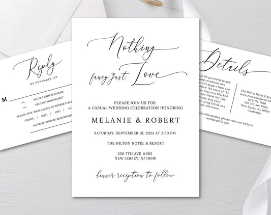 Nothing Fancy Just Love Wedding Invitation - Digital Doc Inc