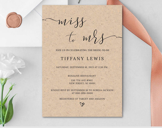 Rustic Bridal Shower Invitation Template - Digital Doc Inc