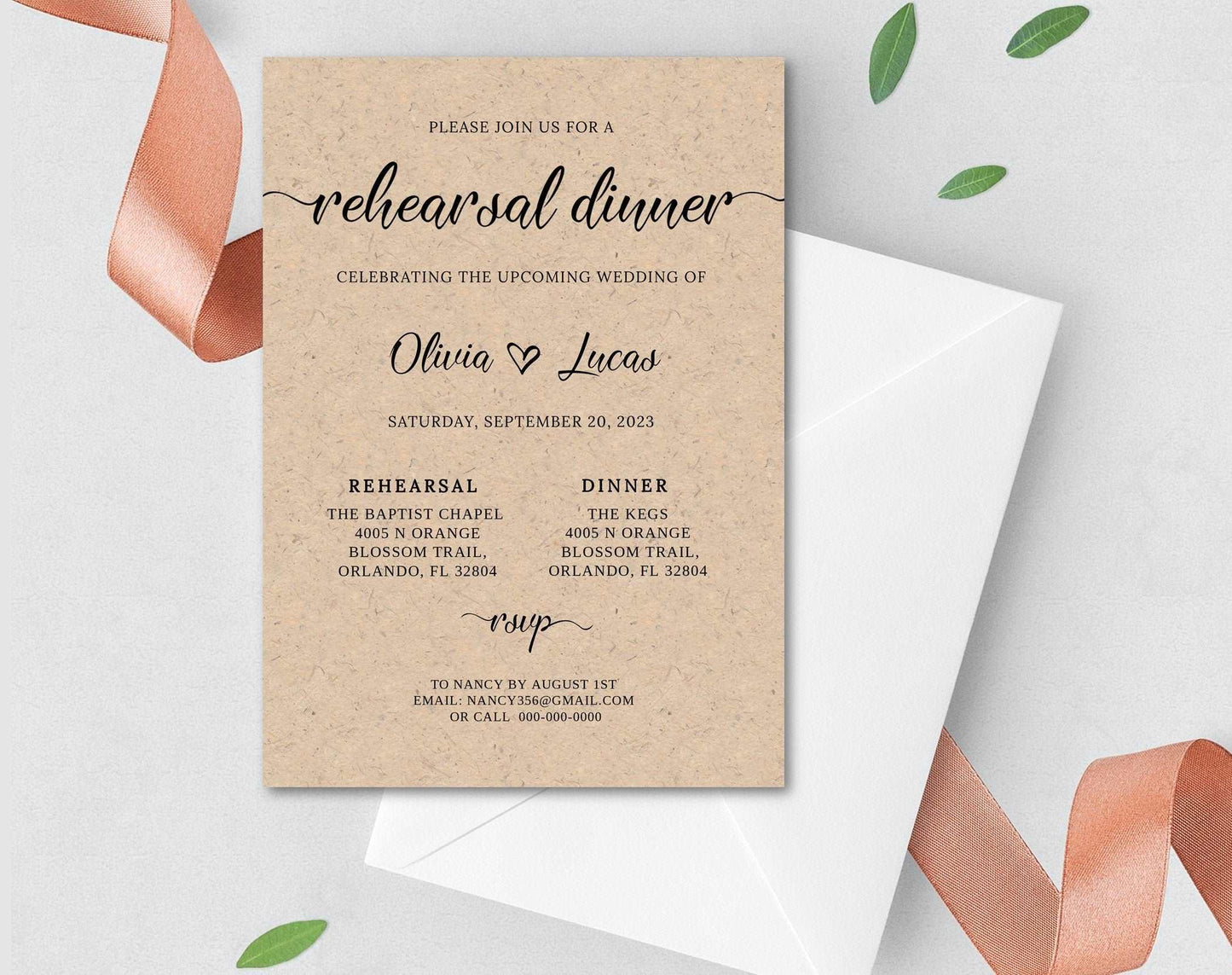 Rustic Rehearsal Dinner Invitation Template - Digital Doc Inc