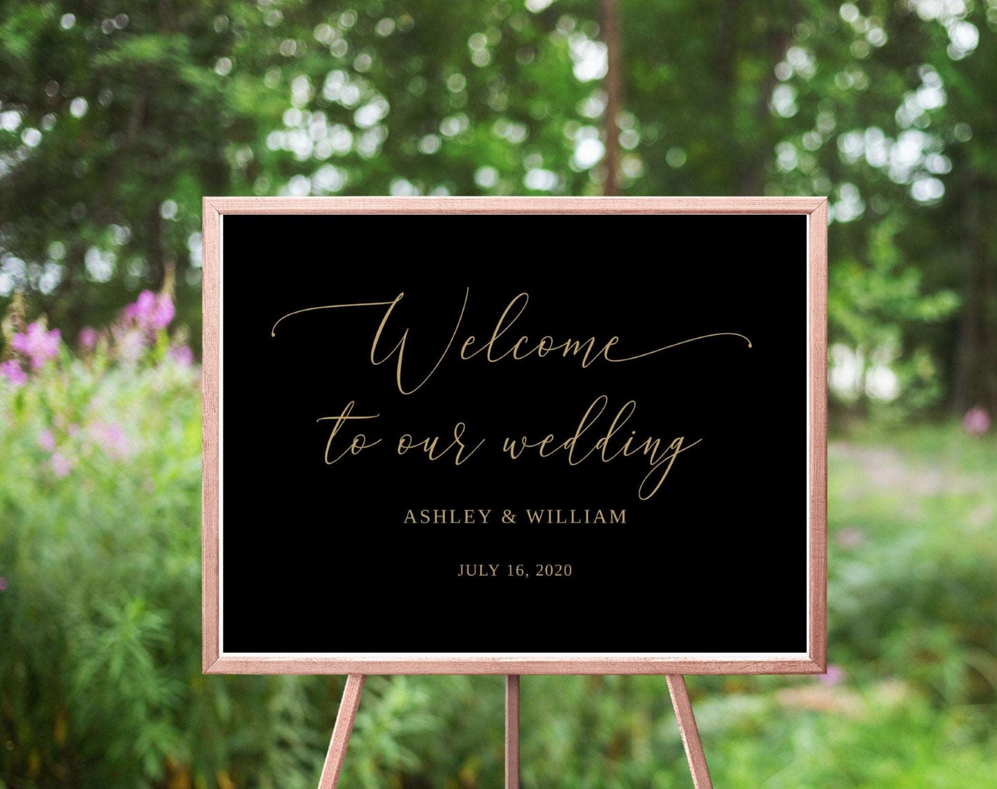 Gold & Black Wedding Welcome Sign - Digital Doc Inc