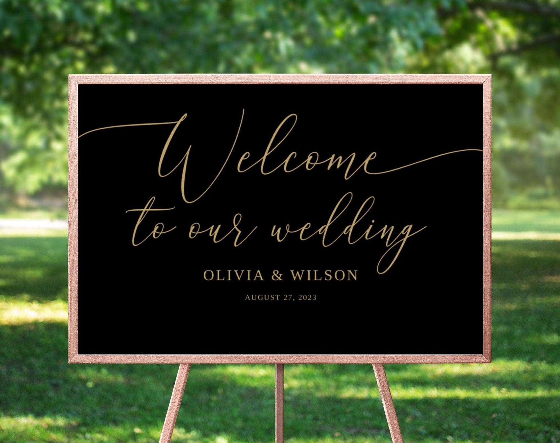 Gold & Black Wedding Welcome Sign - Digital Doc Inc