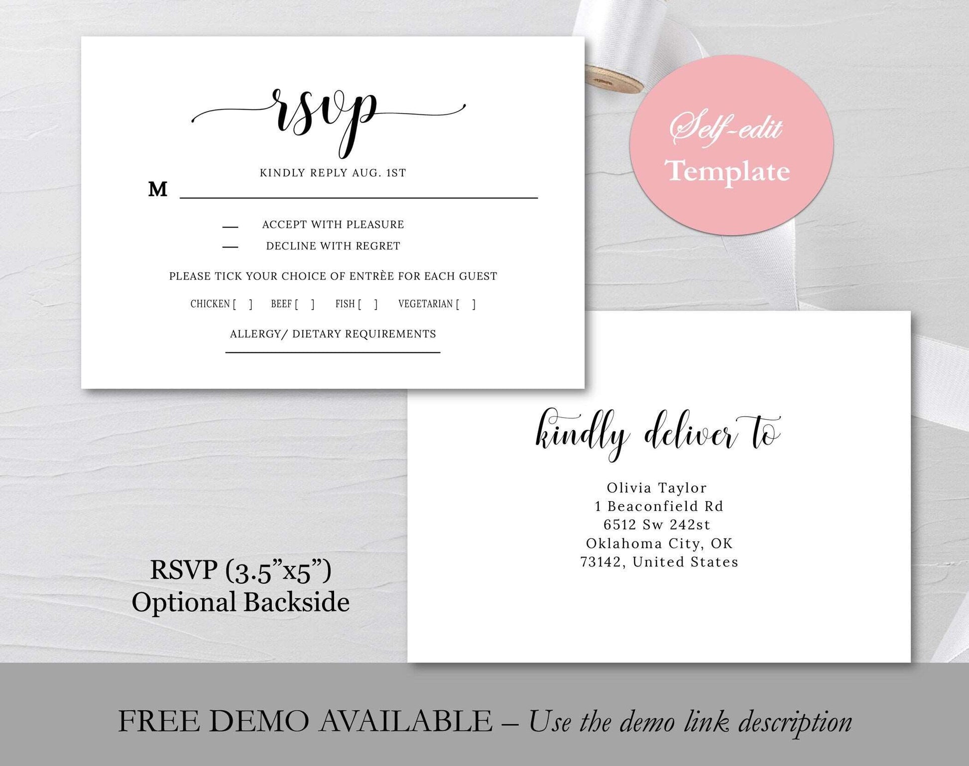 RSVP Card Template for Wedding - Digital Doc Inc